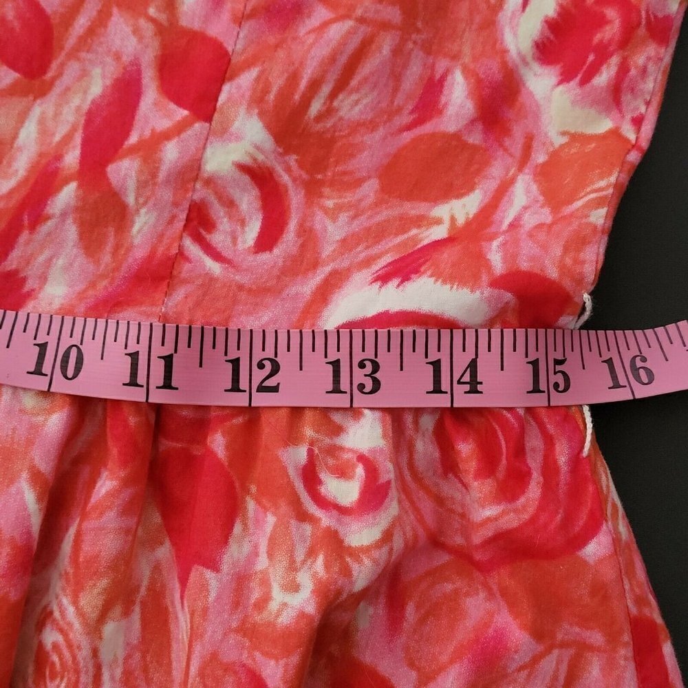 Garnet Hill Red & Pink Spring Floral Cotton Fit & Flare Dress Size 10 Petite - Picture 9 of 12